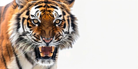 Obraz premium Adult Tiger on a Pure White Background, Tiger in Full Detail with a White Background 