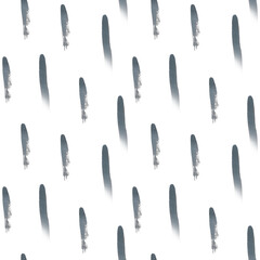 Watercolor hand-drawn geometric seamless pattern with smears and stripes on transparent background