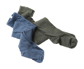 Different beautiful child's tights isolated on white