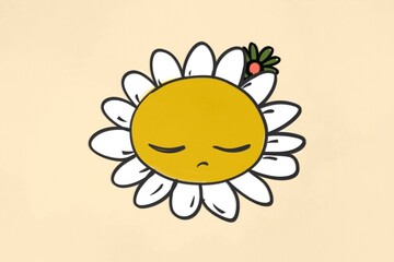 minimalist illustration of a happy flower