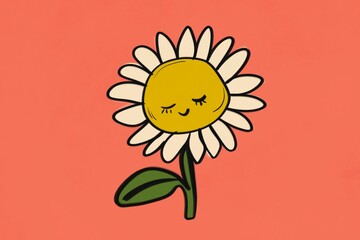 minimalist illustration of a happy flower