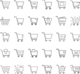 Shopping Cart Icons Diverse Styles, Online Retail, Ecommerce Graphics