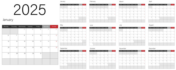 Preview of the 2025 Calendar Featuring a Comprehensive Monthly Layout for Effective Use