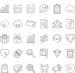 Marketing Strategy Icons Cloud, Data, Communication, Ecommerce, and Branding