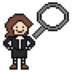 Cartoon cute pixel cartoon 8bit character business woman office smart work game for decoration business 8 bit female lady teacher businesswoman career smart character game png vector.