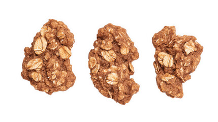 Obraz premium Three Chocolate Oatmeal Cookies Isolated on Black, on transparent background , png
