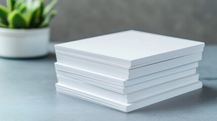Neatly Stacked Business Cards on an Office Desk Highlighting Professionalism and Networking