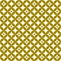 A gold-toned repeating geometric design, forming overlapping circles and diamonds.