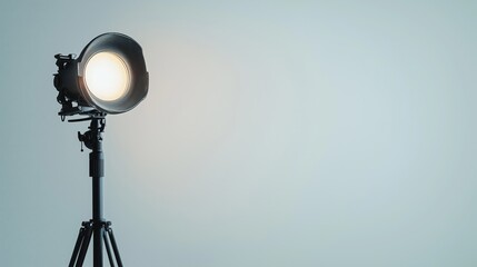 Studio spotlight on stand with bright light, ideal for professional photography and film sets