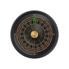 Roulette for casino and gambling games. Vector isolated realistic wooden wheel with numbers. Gambler entertainment and leisure fun, betting and winning money. Jackpot and lottery, take risk