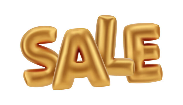 Discounts and reduction of price. Vector isolate realistic sale inflated balloon text. Promotion and clearance, reduced price limited time offer for shopping and clients in stores and shops