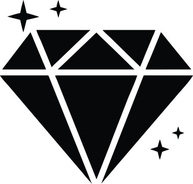 Diamon silhouette icon and logo vector art and using black color illustration design