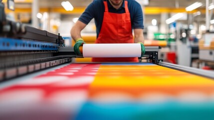 Printing Technician Preparing Large Digital Printer for Customized Print Jobs