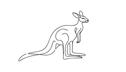 Continuous one single minimal line drawing kangaroo