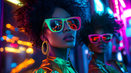 Electrifying Neon Fashion Shoot with Glowing Accessories in a Dynamic Urban Environment