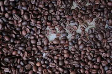 Roasted coffee beans for background