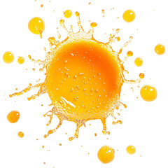 Juice splash with vibrant orange color and dynamic droplets creating lively scene