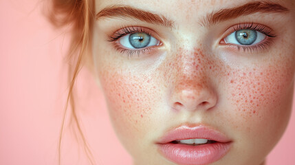 Fototapeta premium Beauty salon cosmetology treatment, face close up with problem skin with enlarged pores acne pimples