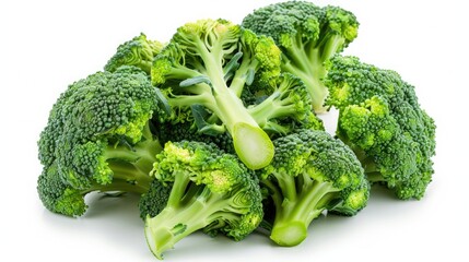 Broccoli White Background. Fresh Raw Broccoli Cabbage Isolated on White