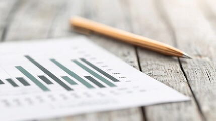 Minimalist Financial Audit Graph on Wooden Desk Workspace