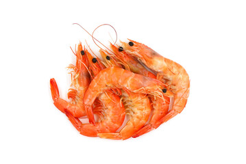 Red cooked prawn  isolated on white background as package design element