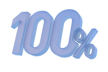 One hundred percent on white background. Isolated 3D illustration