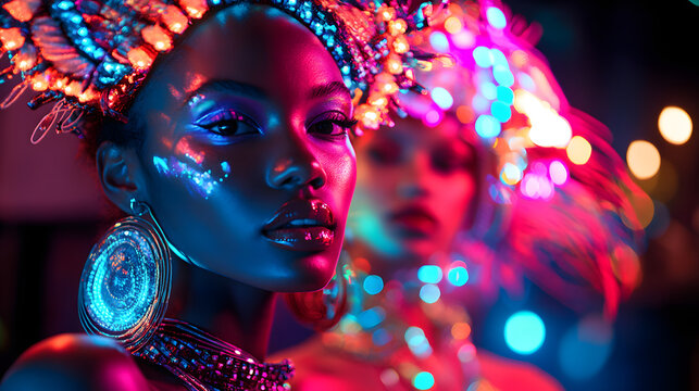 Electrifying Neon Fashion Shoot with Glowing Accessories in a Dynamic Urban Environment