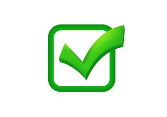 Bright green checkbox icon with a prominent check mark, symbolizing verification or approval.