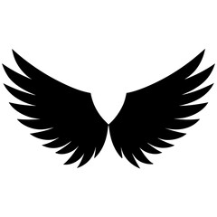 Fototapeta premium Animal wing silhouette vector, Wings vector illustration, Black & white wing vector art design isolated.