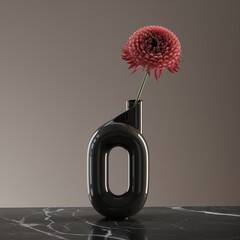 minimalistic sleek ceramic vase with a single branch of flowers.