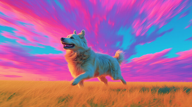 dog in a colored background