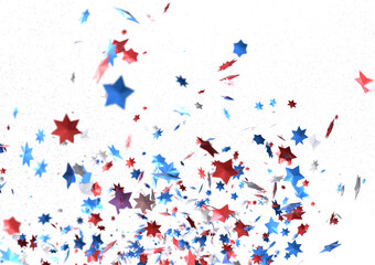 Confetti - Red white blue shiny confetti Confetti on white background, isolate, tricolor concept, independence and freedom day USA PNG 3d