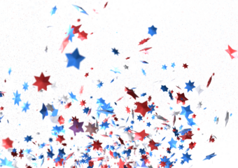 Confetti - Red white blue shiny confetti Confetti on white background, isolate, tricolor concept, independence and freedom day USA PNG 3d