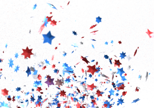 Confetti - Red white blue shiny confetti Confetti on white background, isolate, tricolor concept, independence and freedom day USA PNG 3d
