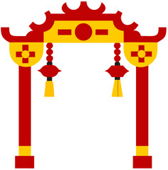 Archway Decorated with Tassels Chinese New Year Decoration Illustration