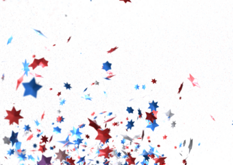 Confetti - Red white blue shiny confetti Confetti on white background, isolate, tricolor concept, independence and freedom day USA PNG 3d