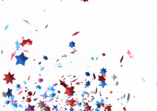 Confetti - Red white blue shiny confetti Confetti on white background, isolate, tricolor concept, independence and freedom day USA PNG 3d
