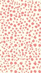 Cute pink and white seamless pattern with small pink rose petals, creating a charming retro atmosphere. Very suitable for baby room decoration and children's fashion accessories