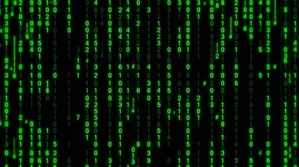 Green Digital Code hacking Wallpaper with Falling Numbers and Binary Patterns for Technology and Cyberpunk Background Themes