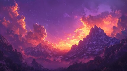 Naklejka premium evening sky light purple orange