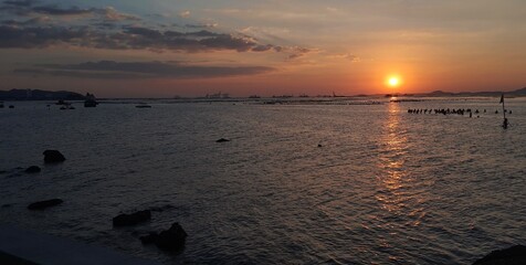 sunset over the sea