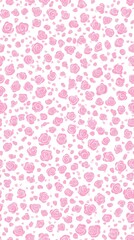 Cute pink and white seamless pattern with small pink rose petals, creating a charming retro atmosphere. Very suitable for baby room decoration and children's fashion accessories