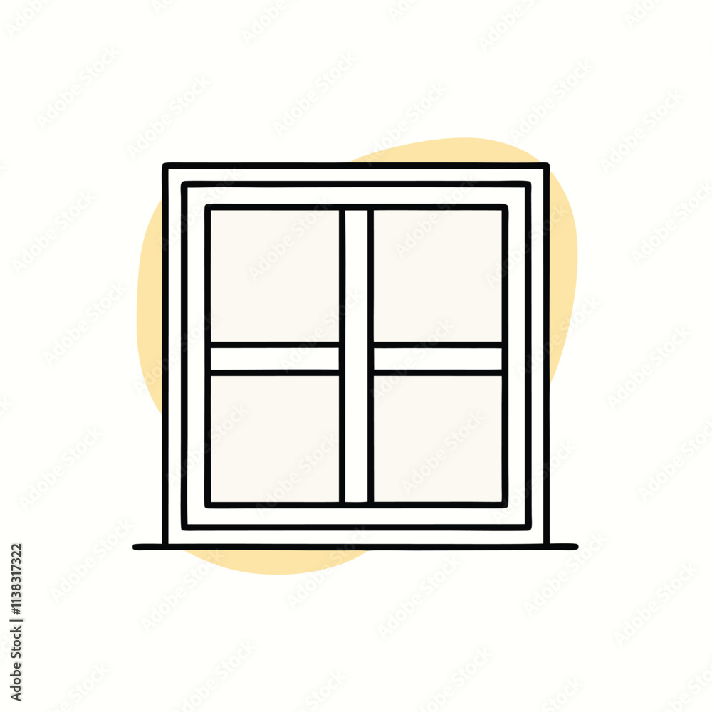 Fototapete a line drawing of a window. it is a rectangular window with four panels,