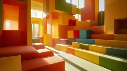 Colorful Abstract Architecture with Warm Lighting