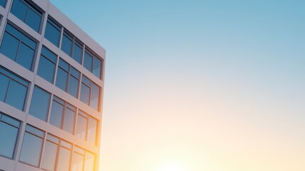 Modern Office Building Sunset Glass Windows Architecture