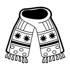 High-quality Christmas Winter Scarf Vector Outline or Art for Coloring Pages
