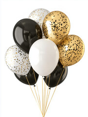 Bunch of Balloons Bouquet of Balloons in Metallic Black, Gold, Silver and White