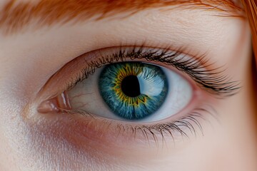 A close-up of natural eyelashes with a gentle curl, framing a vibrant, detailed iris