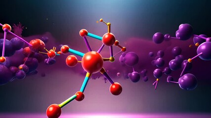3D Molecular Structure with Vibrant Atoms and Bonds Floating in a Futuristic Science Background

