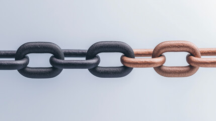 Obraz premium Interconnectedness: Black and Copper Chain Links 